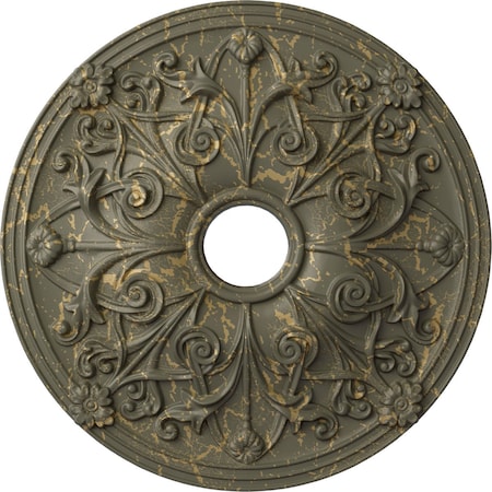 Ekena Millwork Jamie Ceiling Medallion (Canopies up to 3 7/8"), 23 5/8"OD x 3 7/8"ID x 2 1/8"P, Witch Hazel Crackle CM23JAWHC